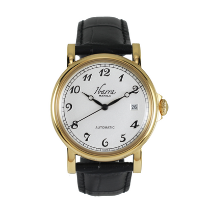 PLARIDEL 38MM AUTOMATIC GOLD DRESS WATCH (BLACK STRAP)