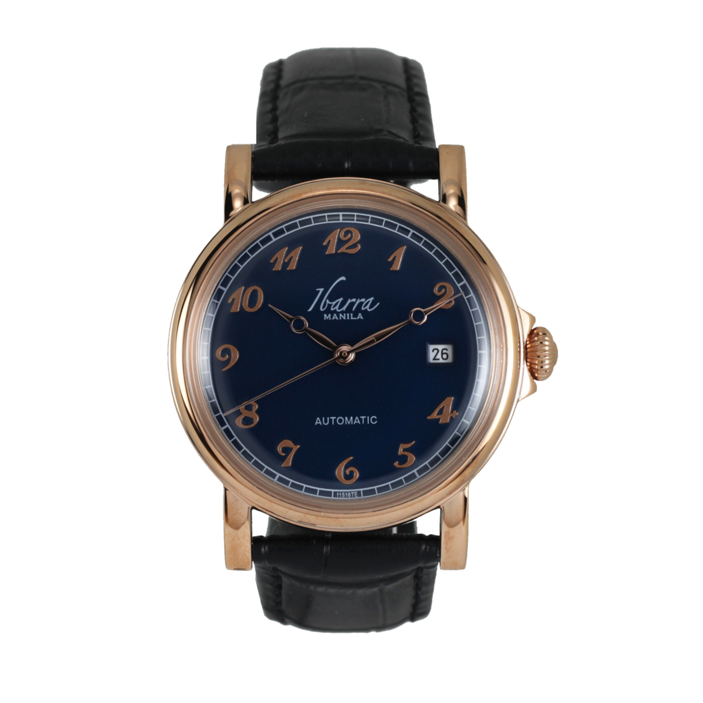 PLARIDEL 38MM AUTOMATIC ROSE GOLD DRESS WATCH (BLACK STRAP)