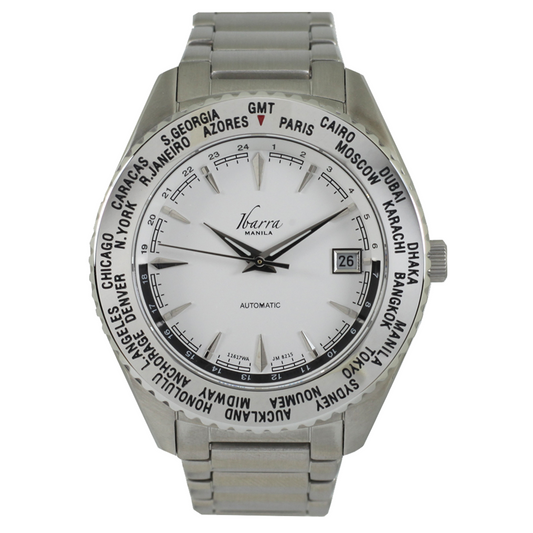 [VS] Salvador 40mm World Timer Automatic Steel Watch (White Dial)