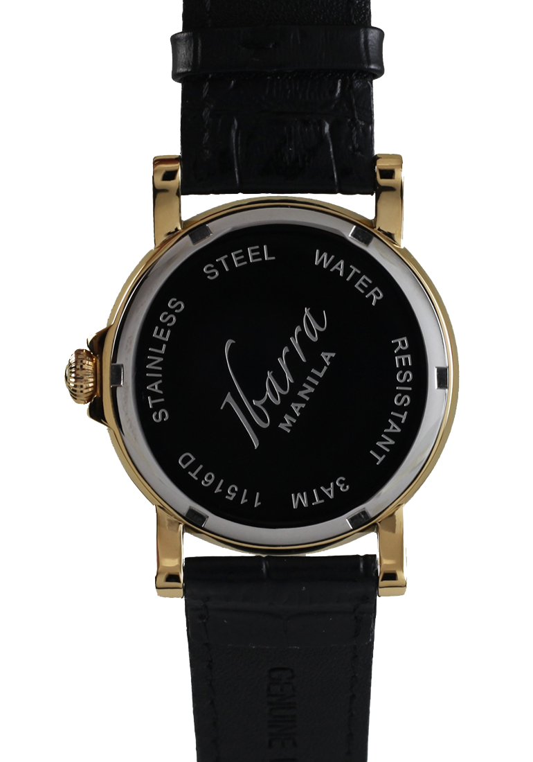 PLARIDEL 38MM QUARTZ GOLD DRESS WATCH (BLACK STRAP)